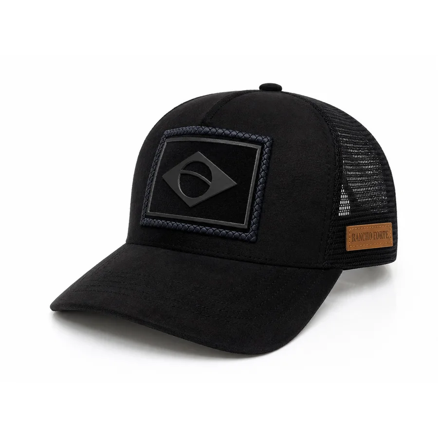 Boné Country Brasil Camurça Suede na cor Preto
