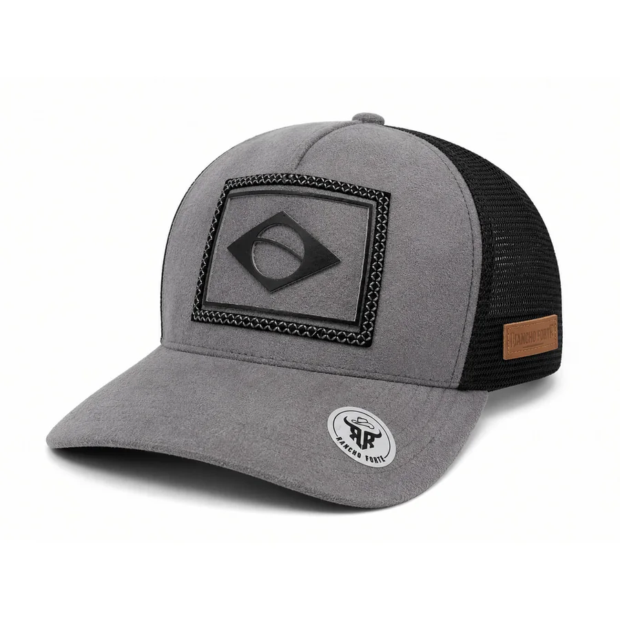 Boné Country Brasil Camurça Suede na cor Cinza