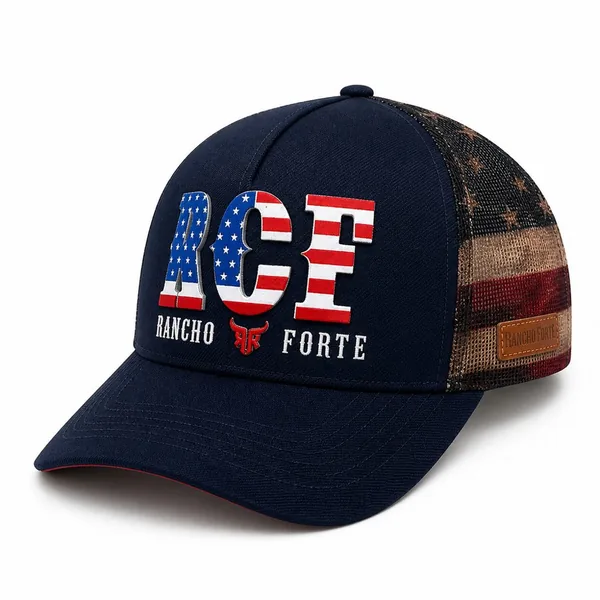 Boné Trucker EUA RCF Bandeira Estados Unidos, outro ângulo
