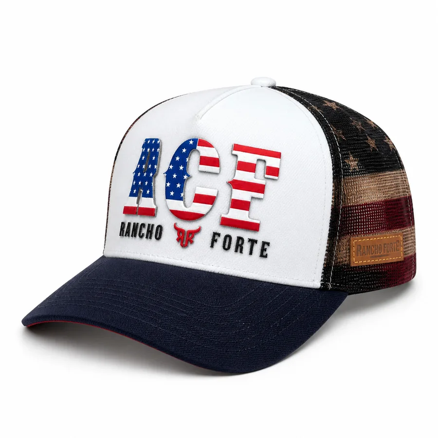 Boné Trucker EUA RCF Bandeira Estados Unidos — Rancho Forte