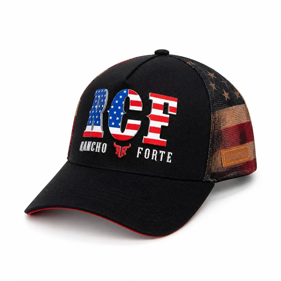 Boné Trucker EUA RCF Bandeira Estados Unidos, outro ângulo